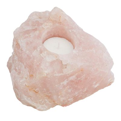 Waxinelichthouder Edelsteen Rozenkwarts Cluster (ca. 1400 gram)