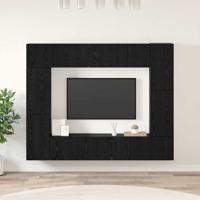 Tv-meubelset 8 pcs Zwart eiken 80 x 30 x 30 cm Bewerkt hout