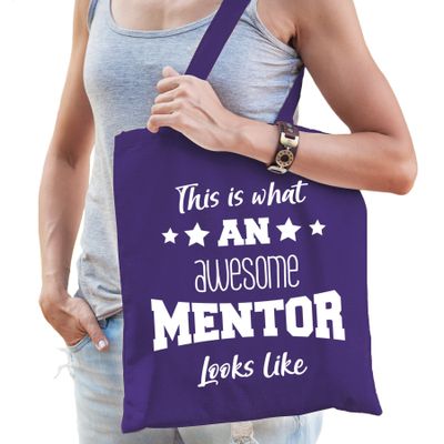 Cadeau tas voor mentor - katoen - 42 x 38 cm - paars - This is what an awesome mentor looks like Cadeau tas voor mentor - katoen - 42 x 38 cm - paars - This is what an awesome mentor looks like