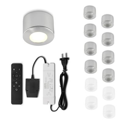 Set Led opbouwspot met afstandsbediening Parma zilver 3W dimbaar IP44 1-12 stuks