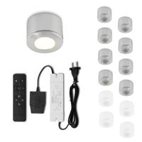 Set Led opbouwspot met afstandsbediening Parma zilver 3W dimbaar IP44 1-12 stuks