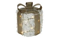 Kerstkado met 20 leds warm-wit sneeuw glittergoud Kerstkado met 20 leds warm-wit sneeuw glittergoud