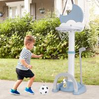 4-in-1 Basketbalhoepel voor Peuters in Hoogte Verstelbaar Sporttoestel met Basketbal Voetbal Golf en Ringenspel voor Binnen Buiten