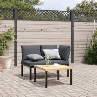 Tuinbank met kussens aluminium zwart - thumbnail