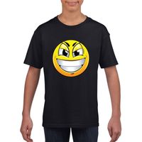 Emoticon ondeugend t-shirt zwart kinderen XL (158-164)  - - thumbnail