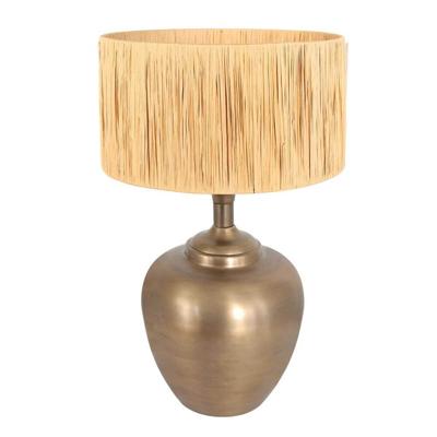 Steinhauer Tafellamp bolBrass brons met strokleurige kap - 3987BR