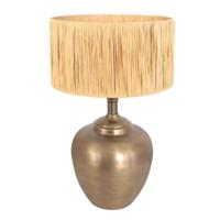 Steinhauer Tafellamp bolBrass brons met strokleurige kap - 3987BR