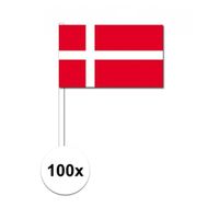 100x Denemarken decoratie papieren zwaaivlaggetjes   -