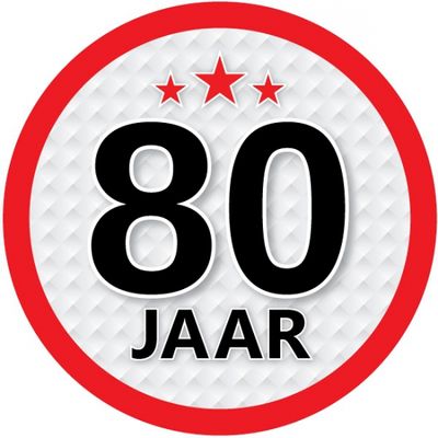 80 jaar leeftijd sticker rond 15 cm verjaardag versiering