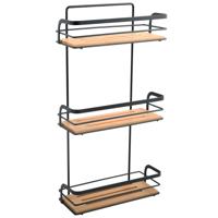 MSV Doucherekje - 3-laags - zwart - metaal en bamboe - H49 cm - badkamerrekje