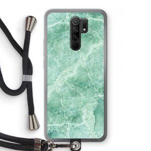 Groen marmer: Xiaomi Redmi 9 Transparant Hoesje met koord