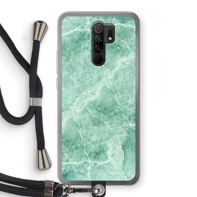 Groen marmer: Xiaomi Redmi 9 Transparant Hoesje met koord
