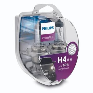 Philips VisionPlus Type lamp: H4, verpakking van 2, koplamp voor auto