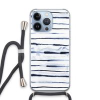 Ink Stripes: iPhone 13 Pro Transparant Hoesje met koord