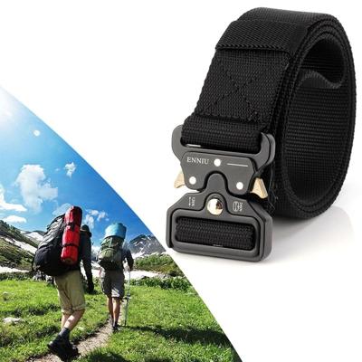 ENNIU 3.8 cm breed Snake Buckle outdoor casual nylon riem verstelbare multifunctionele trainings riemen (zwart)