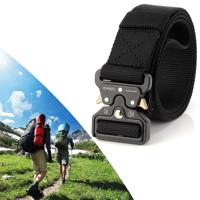 ENNIU 3.8 cm breed Snake Buckle outdoor casual nylon riem verstelbare multifunctionele trainings riemen (zwart)