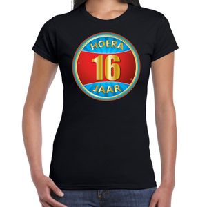 Verjaardagscadeau shirt hoera 16 jaar voor zwart voor dames 2XL  -