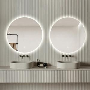 Badkamerspiegel SaniClear Circle | 80x80 cm | Set van 2 | Indirecte verlichting | Touch button | Met spiegelverwarming
