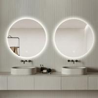 Badkamerspiegel SaniClear Circle | 80x80 cm | Set van 2 | Indirecte verlichting | Touch button | Met spiegelverwarming
