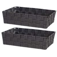 Set van 2x stuks kast/badkamer opbergmandjes zwart 34 x 21 x 8,5 cm