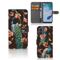 Motorola Moto G53 | Telefoonhoesje | Met pasjeshouder | Pauw met Bloemen Motorola Moto G53 | Telefoonhoesje | Met pasjeshouder | Pauw met Bloemen