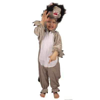Faram Party dierenpak - Pluche wolf kostuum - grijs - voor kinderen - jumpsuit