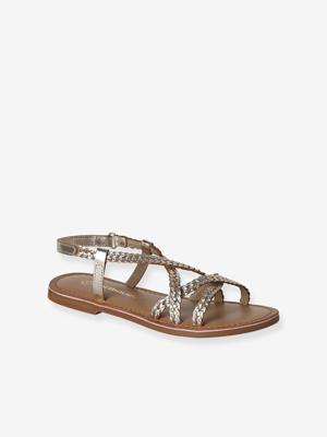 Sandalen meisjes leer met klittenband goud