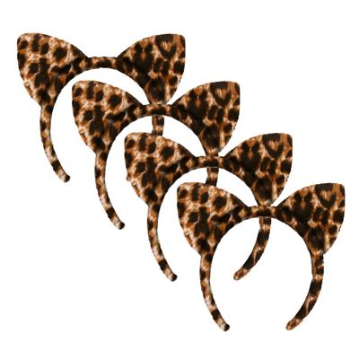 Carnaval verkleed diadeem met grote panter oren - 4x - voor dames - foute/panter party