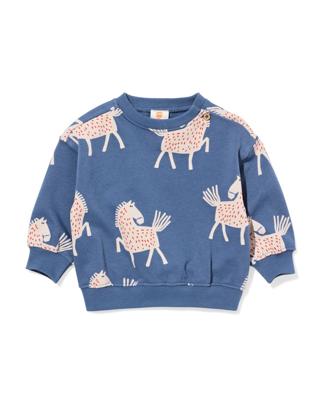 051 Baby Sweater Paarden Blauw (blauw)