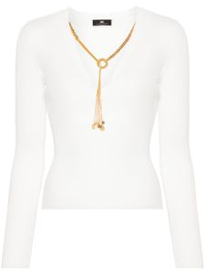 Elisabetta Franchi pull nervuré à collier détachable - Tons neutres