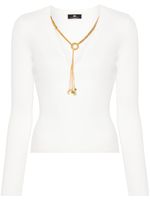 Elisabetta Franchi pull nervuré à collier détachable - Tons neutres - thumbnail