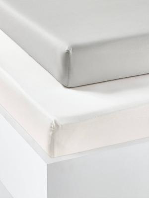 Set van 2 hoeslakens voor kinderen van gerecycled katoen parelgrijs