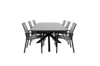 Qopps Vakio tuintafel met 6 Tampa stapelbare tuinstoel