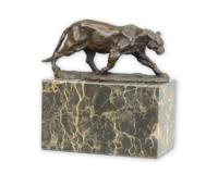 BRONZEN BEELD VAN EEN WANDELENDE PANTER