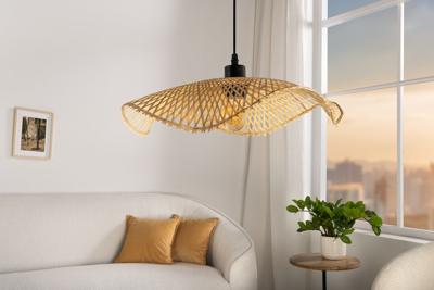Handgemaakte hanglamp ORGANIC LIVING 50cm naturel met bamboe kap - 44520