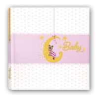 Fotoboek/fotoalbum Mia baby meisje met 20 paginas roze 24 x 24 x 2,5 cm