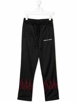 Vision Of Super Kids pantalon de jogging à imprimé flamme - Noir