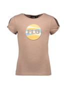 Like Flo Meisjes t-shirt open schouder - Taupe