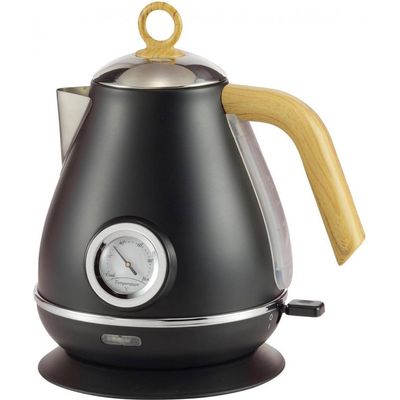 Kassel 93226 - Retro Waterkoker - 1,7L - RVS - Zwart - met thermometer Kassel 93226 - Retro Waterkoker - 1,7L - RVS - Zwart - met thermometer