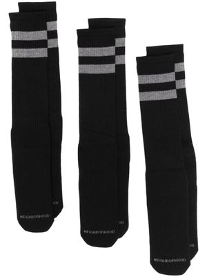 Neighborhood chaussettes rayées en maille nervurée - Noir