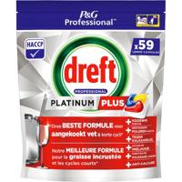 Dreft Platinum Plus Lemon vaatwastabletten, pak van 59 capsules