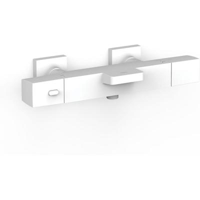 Badkraan Tres Overwall | Opbouw | Thermostaatkraan | 2-weg | 2-hendels | Vierkant | Wit mat
