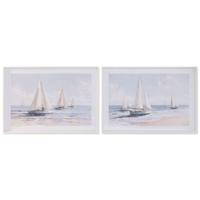 Schilderij Home ESPRIT Blauw Jacht Mediterrane 100 x 2,5 x 70 cm (2 Stuks)