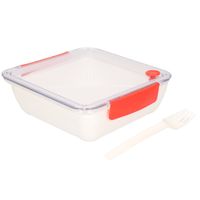 Transparant met rode lunchbox met vorkje 1000 ml - thumbnail