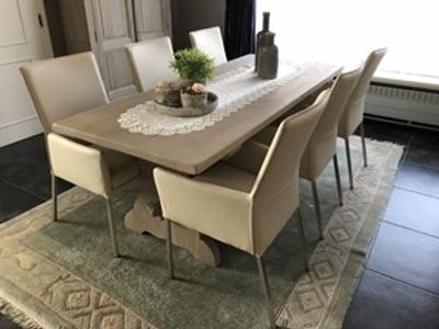 Set van 6 leren eetkamerstoelen - crème kleurig leer - Echt leer, Modern, ontdek de vele Leersoorten en Kleuren bij ShopX