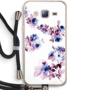 Waterverf bloemen: Samsung Galaxy J3 (2016) Transparant Hoesje met koord