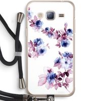 Waterverf bloemen: Samsung Galaxy J3 (2016) Transparant Hoesje met koord