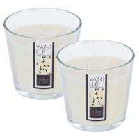 Atmosphera Candles Geurkaars - 2x - in glas - vanille aroma - 40 branduren - 13 x 12 cm