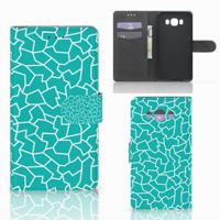 Samsung Galaxy J7 2016 Hoesje Cracks Blue | Portemonnee hoesje Samsung Galaxy J7 2016 Hoesje Cracks Blue | Portemonnee hoesje