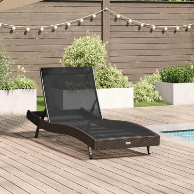 Ligstoel met kussen 1-persoon Bruin 197 x 70 x 82 cm Poly riet